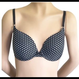 Victoria's Secret black & white polka dot demi bra 34D